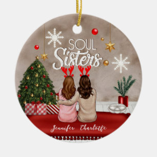 Soul Sisters Personlig Best Friends Julafton Julgransprydnad Keramik