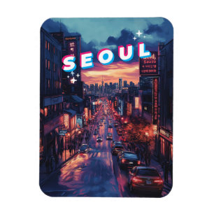 Söul Sunset: En brant Cityscape Travel Magnet