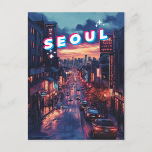 Söul Sunset: En brant Cityscape Travel Vykort
