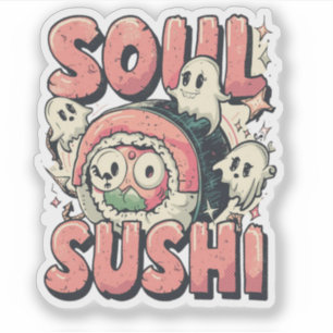 Soul Sushi Funny Halloween Sushi Pun Klistermärken
