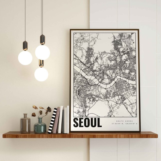 Söul Sydkorea 서 울 minimalistisk Karta Art Poster (Skapare uppladdad)