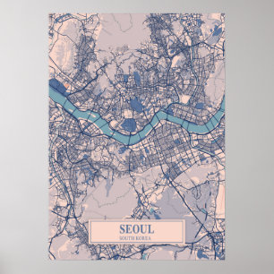 Söul - Sydkorea Breezy City Karta Poster