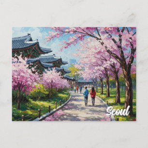 Söul Sydkorea Cherry Blommars Vykort