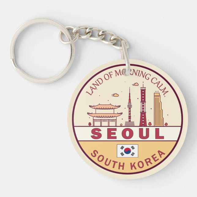Söul Sydkorea City Skyline Emblem (Framsidan)
