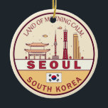 Söul Sydkorea City Skyline Emblem Julgransprydnad Keramik<br><div class="desc">Söul minimalistisk,  färgstark konstdesign med monument och landmärken i Sydkorea.</div>