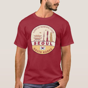 Söul Sydkorea City Skyline Emblem T Shirt