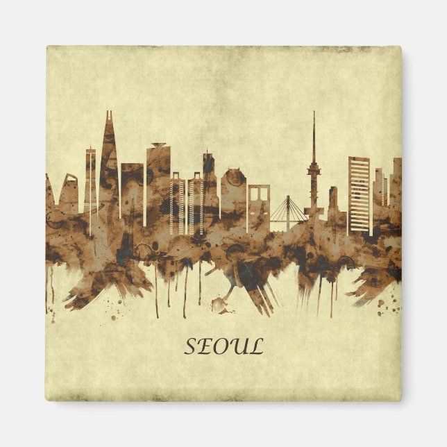 Söul Sydkorea Cityscape Magnet (Framsidan)