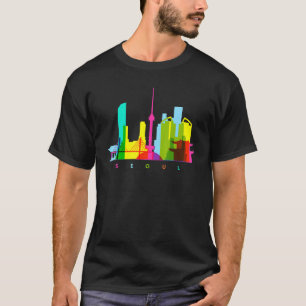 Söul Sydkorea Färgfull sydkoreansk Skyline Ea T Shirt