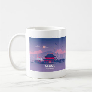 Söul Sydkorea Pastel Travel Design Kaffemugg