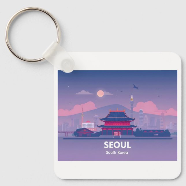 Söul Sydkorea Pastel Travel Design Nyckelring (Framsida)
