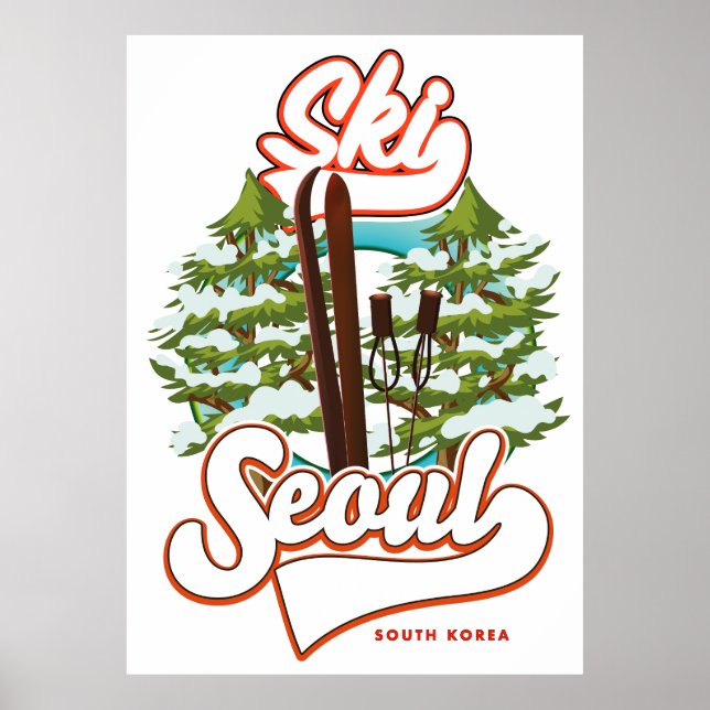 Söul Sydkorea Ski logotyp Poster (Framsidan)
