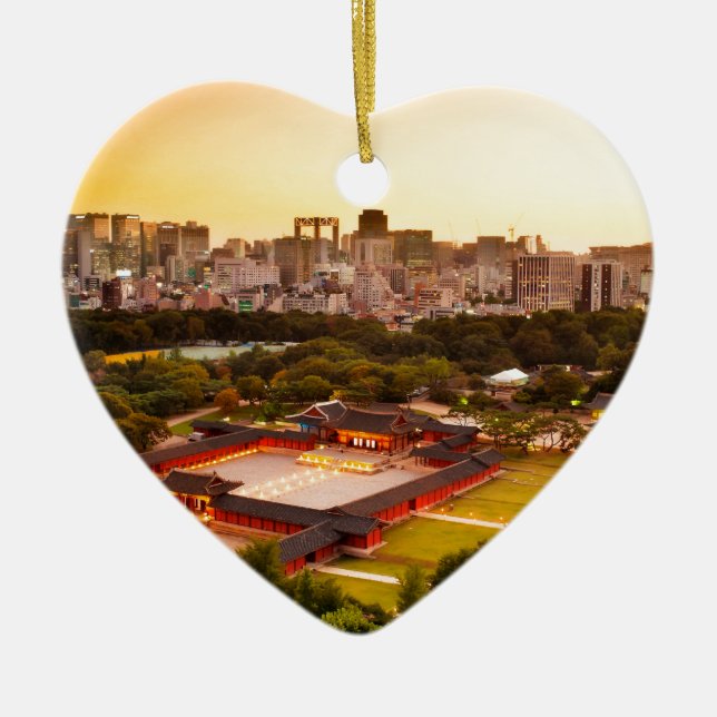 Söul Sydkorea Skyline Julgransprydnad Keramik (Framsidan)