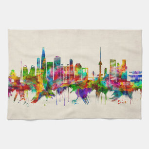 Söul Sydkorea Skyline Kökshandduk