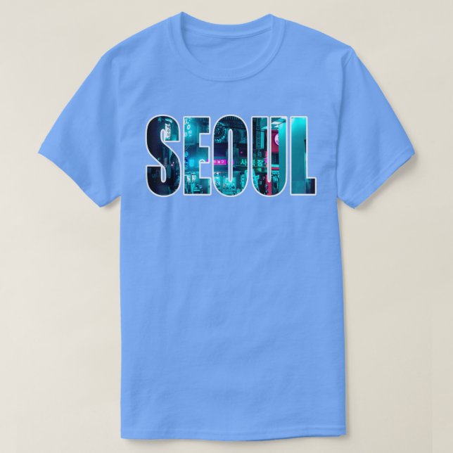 Söul Sydkorea Skyline Koreas stad efter Night Tet T Shirt (Design framsida)