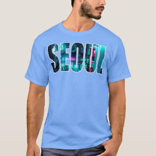 Söul Sydkorea Skyline Koreas stad efter Night Tet T Shirt