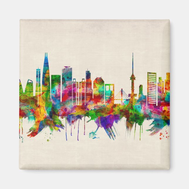 Söul Sydkorea Skyline Magnet (Framsidan)