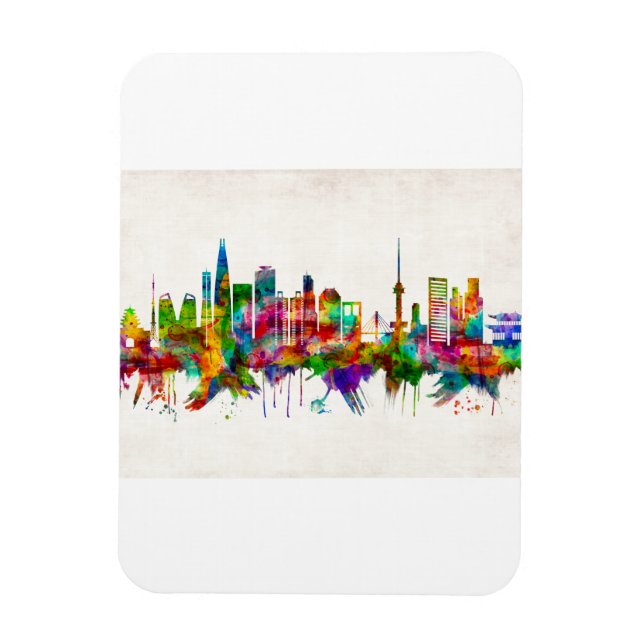 Söul Sydkorea Skyline Magnet (Vertikal)