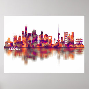 Söul Sydkorea Skyline Poster