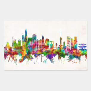 Söul Sydkorea Skyline Rektangulärt Klistermärke