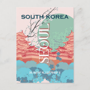 Söul Sydkorea Travel Art Helg Vykort