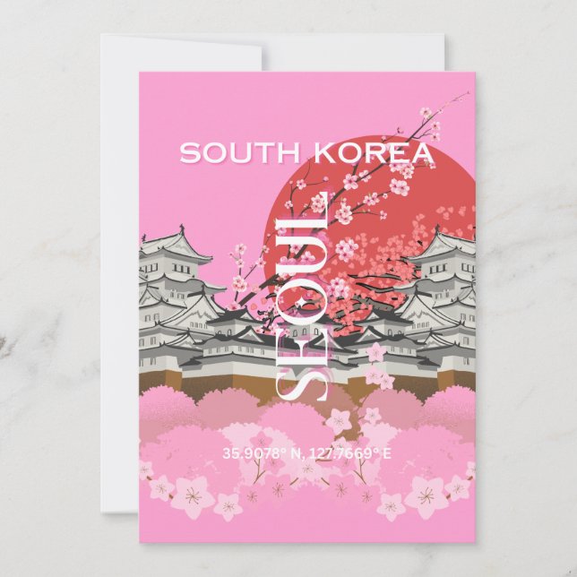 Söul Sydkorea Travel Art Inbjudningar (Framsida)