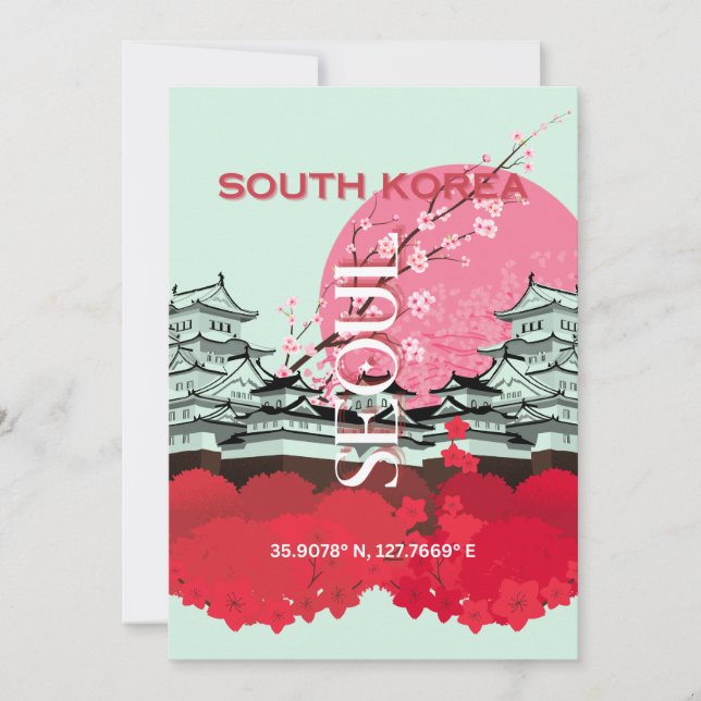 Söul Sydkorea Travel Art Julkort (Framsida)
