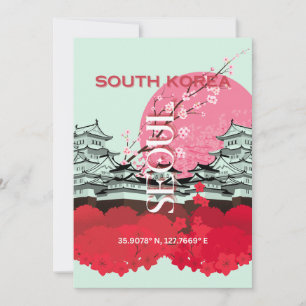 Söul Sydkorea Travel Art Julkort