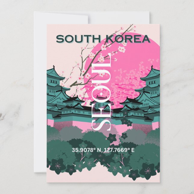 Söul Sydkorea Travel Art Julkort (Framsida)
