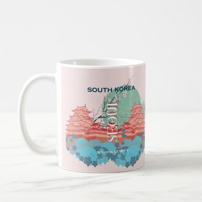 Söul Sydkorea Travel Art Kaffemugg (Vänster)
