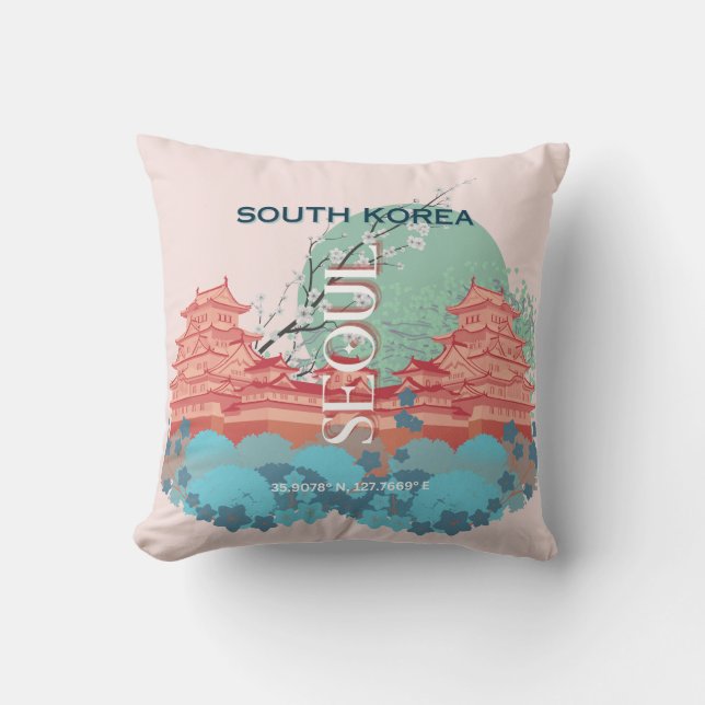 Söul Sydkorea Travel Art Kudde (Framsida)