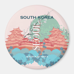 Söul Sydkorea Travel Art Magnet