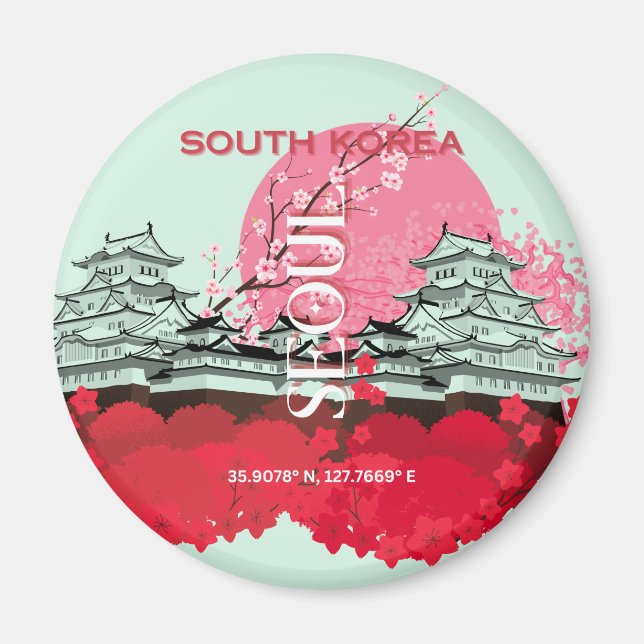 Söul Sydkorea Travel Art Magnet (Framsidan)