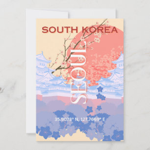 Söul Sydkorea Travel Art, Pastel Julkort