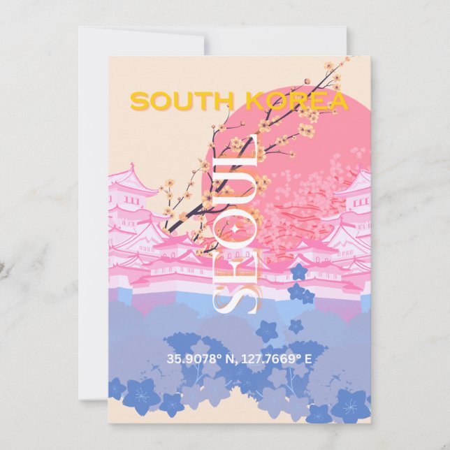 Söul Sydkorea Travel Art, Pastel Julkort (Framsida)