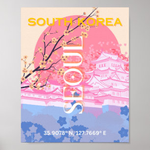 Söul Sydkorea Travel Art, Pastel Poster