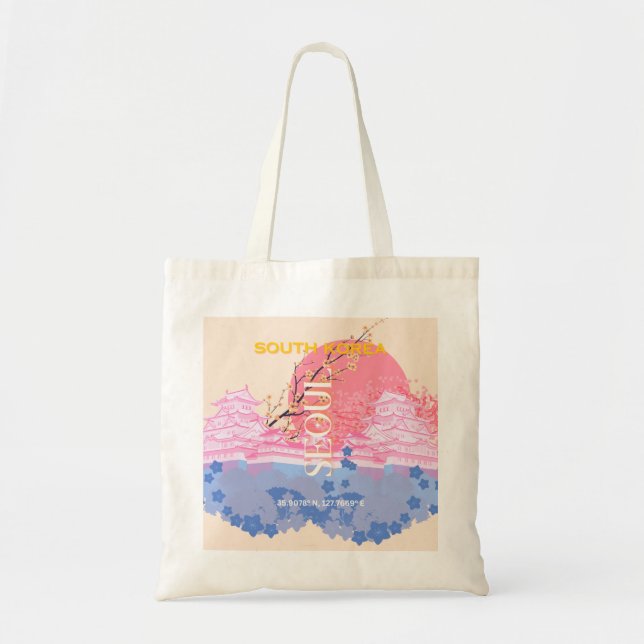 Söul Sydkorea Travel Art, Pastel Tygkasse (Framsidan)