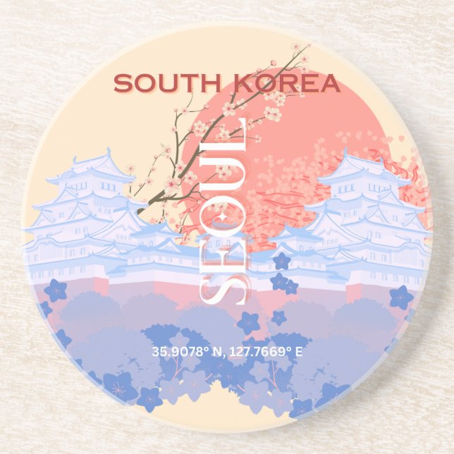 Söul Sydkorea Travel Art, Pastel Underlägg (Framsidan)