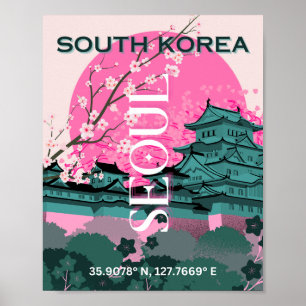 Söul Sydkorea Travel Art Poster