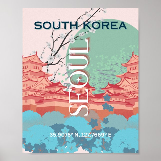 Söul Sydkorea Travel Art Poster (Framsidan)