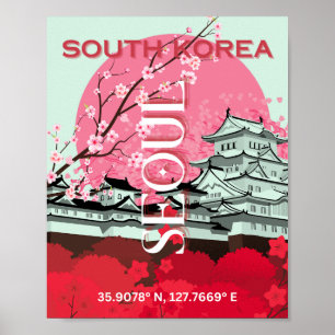 Söul Sydkorea Travel Art Poster