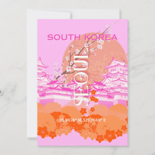 Söul Sydkorea Travel Art, Rosa Julkort