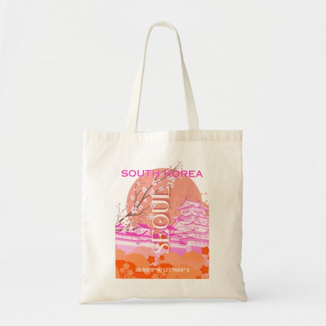 Söul Sydkorea Travel Art, Rosa Tygkasse (Framsidan)