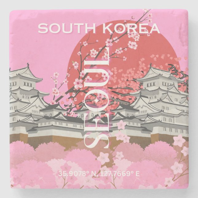 Söul Sydkorea Travel Art Stenunderlägg (Framsidan)