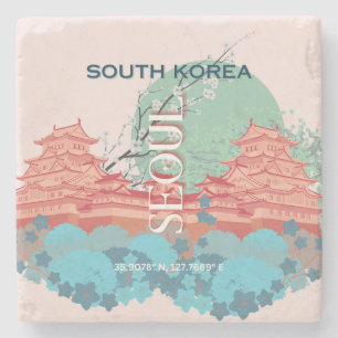 Söul Sydkorea Travel Art Stenunderlägg