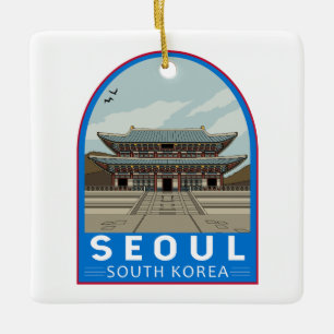 Söul Sydkorea Travel Art Vintage Julgransprydnad Keramik