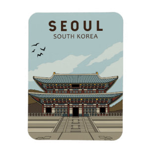 Söul Sydkorea Travel Art Vintage Magnet