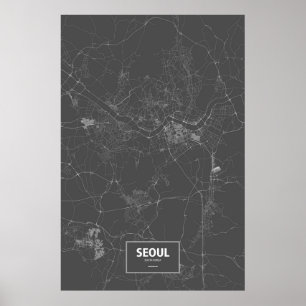 Söul, Sydkorea (vit på svart) Poster