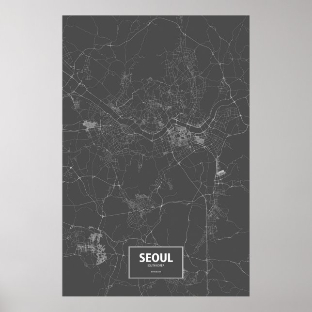 Söul, Sydkorea (vit på svart) Poster (Framsidan)