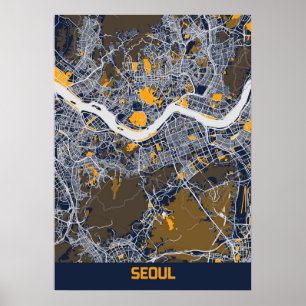 Söul - Sydkoreas blåfärska stad Karta Poster