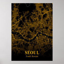 Söul - Sydkoreas Guld City Karta Poster